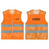GOGO Custom Unisex High Visibility Zipper Front Mesh Safety Vest with Reflective Strips