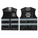 TOPTIE Custom Your Logo 2 Pockets High Visibility Zipper Breathable Safety Vest with Reflective Strips, Slim Fit