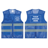 GOGO Custom Blue Mesh Volunteer Vest, 2 Pockets High Visibility Safety Vest with Reflective Strips