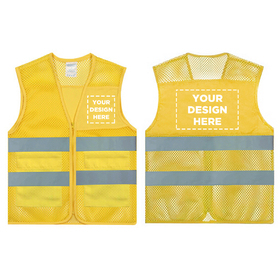 GOGO Personalized Yellow High Visibility Mesh Safety Vest with Logo Printing, Custom Safety Vest