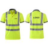 GOGO Custom Men's Polo Shirts Hi Vis Short Sleeve Safety Work-wear Shirt