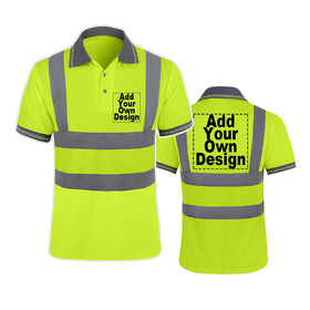 TOPTIE Custom Polo Shirts High Visibility Collar Short Sleeve Safety Shirts with Reflective Strips