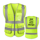 GOGO Customized 9 Pockets High Visibility Reflective Safety Vest Class 2 ANSI, Personalized Yellow Hi Vis Vest