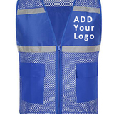 Custom Mesh Safety Vest Zipper Team Volunteer Uniform Vest, Reflective Running Vest with Pockets, Slim Fit