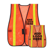 TOPTIE Custom High Visibility Mesh Safety Vest, Volunteer Vests, Event Smocks with Gold Reflective Strips, with Elastic Side Straps for a Comfortable Fit