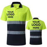 TOPTIE Embroidery Logo Custom Safety Shirt, Personalized Polo, Reflective High Visibility Short Sleeve Pocket T-Shirt