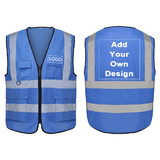 TOPTIE Embroidery Logo Personalized 5 Pockets High Visibility Zipper Front Breathable Safety Vest