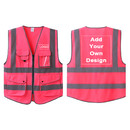 TOPTIE Custom 7 Pockets High Visibility Zipper Front Safety Vest With Reflective Strips