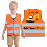 TOPTIE Personalized Trainee Excavator Tractor Train Truck Driver Baby Children Kids Hi Vis Safety Jacket Vest