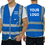 Custom Your Logo High Visibility Safety Vest Zipper Front With 9 Pockets, Meets ANSI/ISEA Standards Class 2