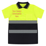 TOPTIE Embroidery Logo Custom Safety Shirt, Personalized Polo, Reflective High Visibility Short Sleeve Pocket T-Shirt