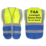 TOPTIE FAA Drone Pilot Vest High Visibility Vest 9 Pockets Reflective Safety Vest for Drone Operator, Comfortable and Undisturbed, Drone Accessories, Meets ANSI/ISEA Standards