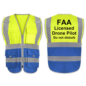 TOPTIE FAA Drone Pilot Vest High Visibility Vest 9 Pockets Reflective Safety Vest for Drone Operator, Comfortable and Undisturbed, Drone Accessories, Meets ANSI/ISEA Standards