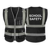 TOPTIE SCHOOL SAFETY Vest, 9 Pockets High Visibility Zipper Front Safety Vest With Reflective Strips