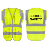 GOGO SCHOOL SAFETY Vest, 9 Pockets High Visibility Zipper Front Safety Vest With Reflective Strips