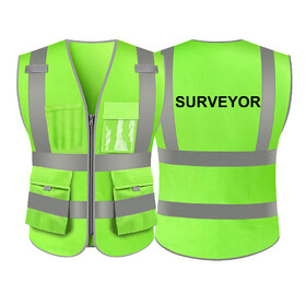 TOPTIE Surveyor Safety Vest, 9 Pockets High Visibility Safety Vest With Reflective Strips
