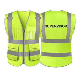 TOPTIE Supervisor Safety Vest, 9 Pockets High Visibility Reflective Vest
