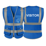 TOPTIE Visitor Safety Vest, 9 Pockets High Visibility Safety Vest With Reflective Strips