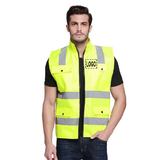 TOPTIE Custom Add Your Logo High Visibility Full Zip Safety Vest Sleeveless Jacket