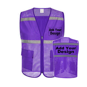 TOPTIE Custom Unisex US Big Mesh Volunteer Vest Zipper Front Safety Vest