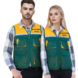 TOPTIE Embroidery Logo Custom Printed Multi-Pockets Work Vest, Reflective Safety Vest Travel Fishing Sports