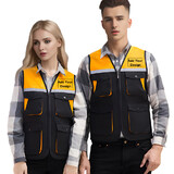 TOPTIE Custom Printed Multi-Pockets Work Vest, Reflective Safety Vest Travel Fishing Sports