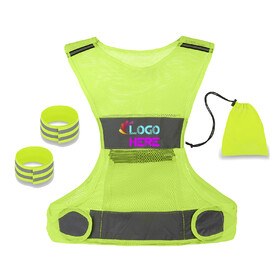 TOPTIE Custom Add Logo Reflective Vests Running Gear, High Visibility Safe Vest with 2 Reflective Bands and 1 Bag