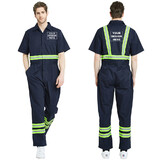TOPTIE Customize Your Coverall Enhanced Visibility Striped Short-Sleeve Coverall, Print or Embroider Your Logo Text