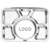 Muka Custom Divided Dinner Plate, Laser-engraved Stainless Steel Tray with Big Round 6 Section