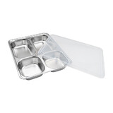 Aspire Custom Stainless Steel Rectangular Divided Tray Plate Laser Printing, Divided Food Containers with Plastic Lid