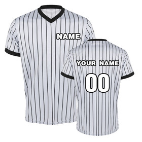TOPTIE Custom Basketball Referee Jersey, Personalized Men's Grey Shirt with Black Pinstripes
