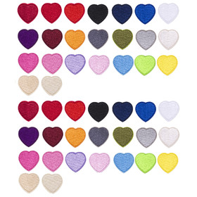 TOPTIE 46 Pcs Small Heart Iron on Patches Embroidered Sew on Patches for Clothing & Caps
