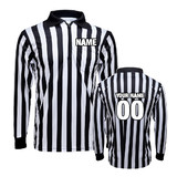 TOPTIE Men's Long Sleeve Striped Referee Shirt Design Online Personalized with Names, Numbers and Personalized Messages
