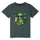 TOPTIE Alien & UFO T-Shirt, Unisex Cotton Crewneck Tee for Adult