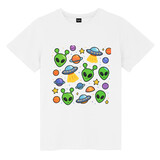 TOPTIE Alien & UFO T-Shirt, Unisex Cotton Crewneck Tee for Adult