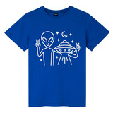 TOPTIE Alien & UFO T-Shirt, Unisex Cotton Crewneck Tee for Adult