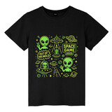 TOPTIE Alien & UFO T-Shirt, Unisex Cotton Crewneck Tee for Adult