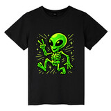TOPTIE Alien & UFO T-Shirt, Unisex Cotton Crewneck Tee for Adult