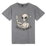 TOPTIE Alien & UFO T-Shirt, Unisex Cotton Crewneck Tee for Adult