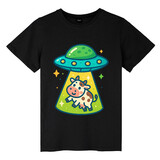 TOPTIE Alien & UFO T-Shirt, Unisex Cotton Crewneck Tee for Adult
