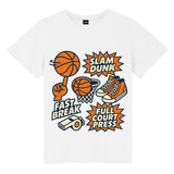 TOPTIE Basketball Retro Sports T-Shirt, Unisex Cotton Crewneck Tee for Adult