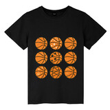 TOPTIE Basketball Pattern Doodle T-Shirt, Unisex Cotton Crewneck Tee for Adult