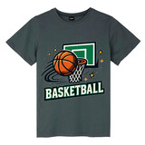 TOPTIE Basketball Sport Retro T-Shirt, Unisex Cotton Crewneck Tee for Adult