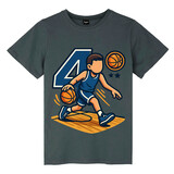 TOPTIE Basketball Cartoon Sport T-Shirt, Unisex Cotton Crewneck Tee for Adult