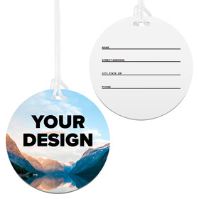 TOPTIE Full Color 3 1/2" Round Luggage Tag Write On Surface w/ Clear Loop