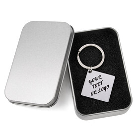 Aspire Personalized with Your Message Metal Square Keychain Charm, Engraving Blank Keychain Blank Key Chain for DIY and Craft