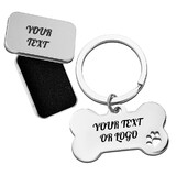 Aspire Personalized Keychain for Dog Tag and Cat Tag, Engraved Bone Shape Collar Key Chain, Pet ID Keychain Engrave Gift