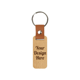 Aspire Personalized Leather Keychain, Custom Engraved Wooden Keychain for Crafts Gift