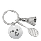 Aspire Personalized Badminton Keychain, Metal Battledore Badminton Ball Pendant Keyrings Keychain Birthday Christmas Keychain