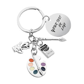 Aspire Personalized Artist Paint Keychain, Paint Palette and Brush Charm Pendant Keychain Jewelry Gift for Art Teacher